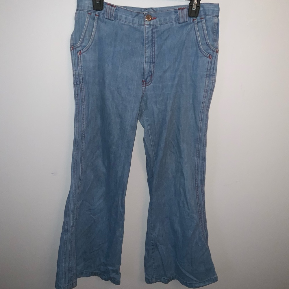Vintage Viceroy Wide Leg Hippie Bell Bottom Blue Jeans Sz L/XL W34